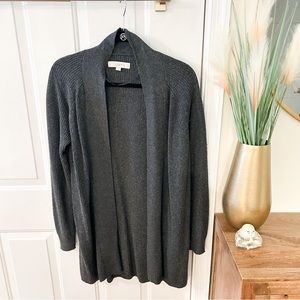 LOFT Ribbed Open Front Cardigan